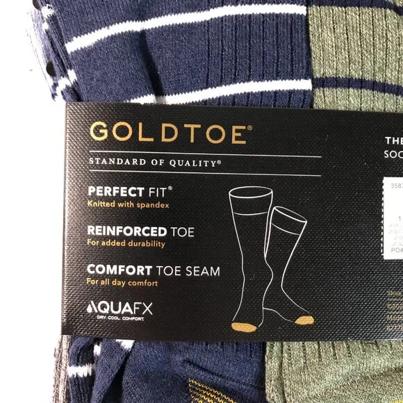 Gold Toe Socks Men Size 6-12.5 “Stanton Crew” Long Dress Socks 6 Pairs Blue/gray - Picture 6 of 7